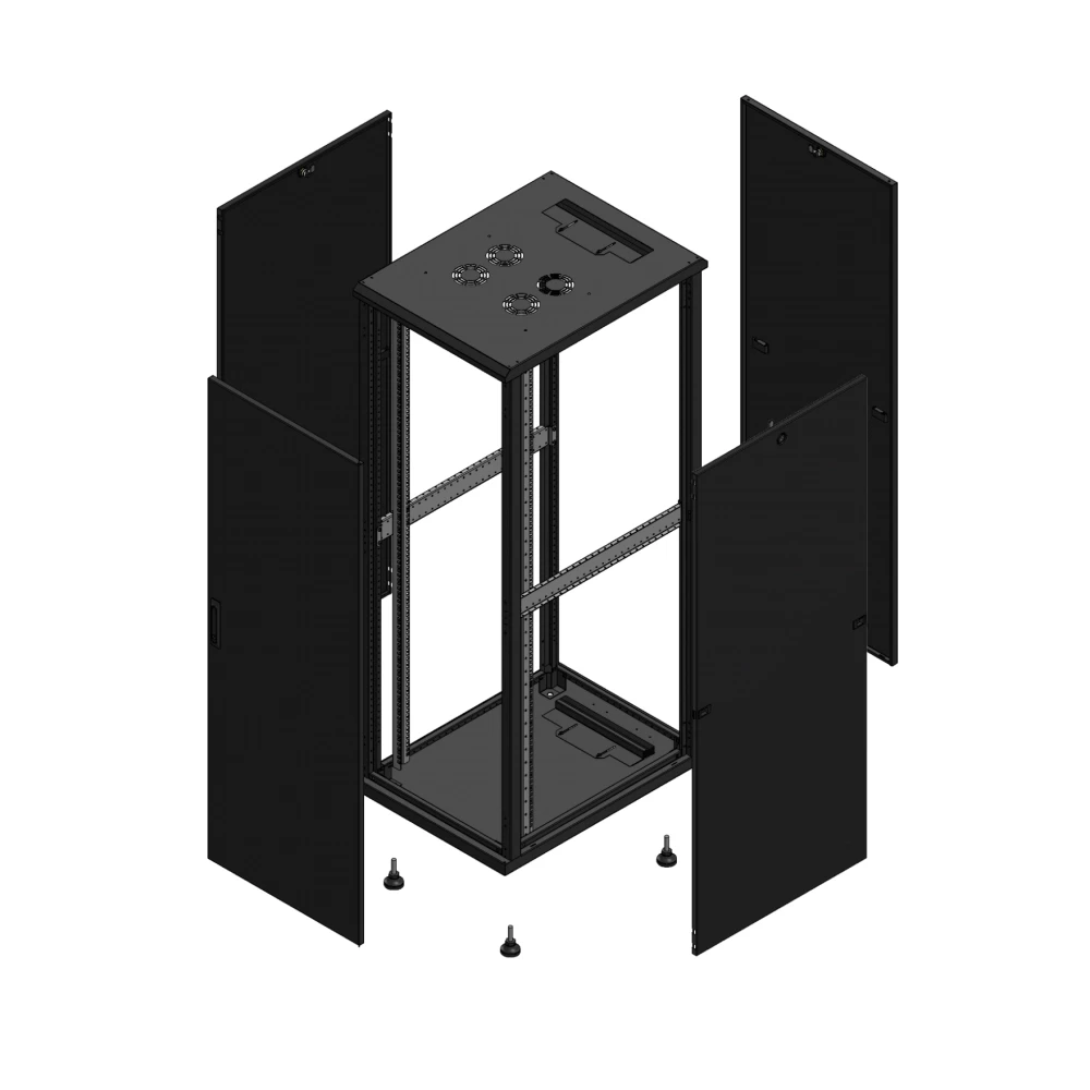 Gigamedia Vloer patchkast av enkel tol par 19" 36he 600x800mm zwart 703668ptspar