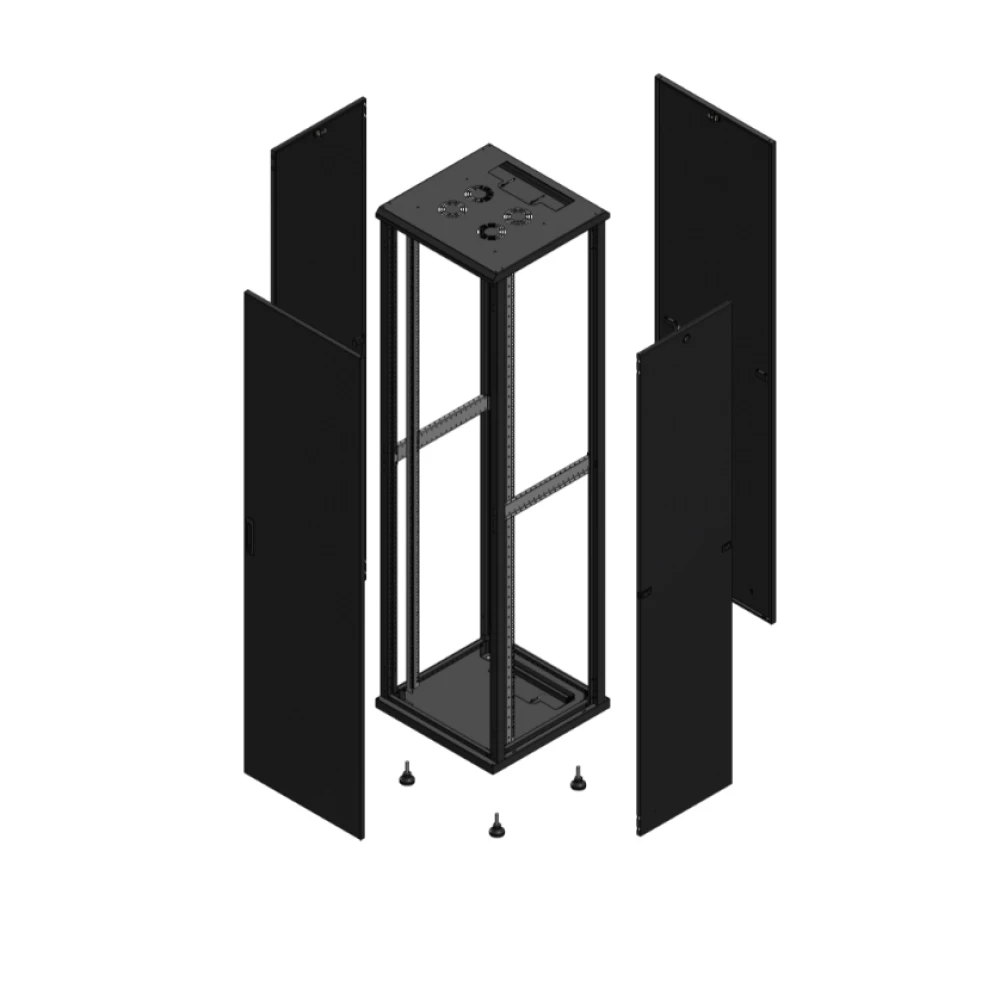 Gigamedia Vloer patchkast av enkel tol par 19" 47he 600x600mm zwart 704766ptspar