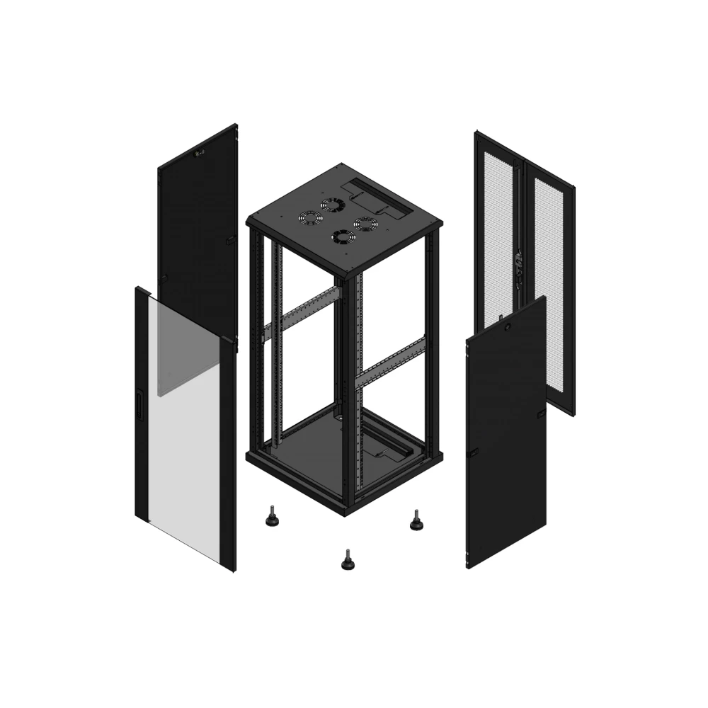 Gigamedia Vloer patchkast av enkel ver ar dubbel per 19" 26he 600x600mm zwart 702666PVSPPD