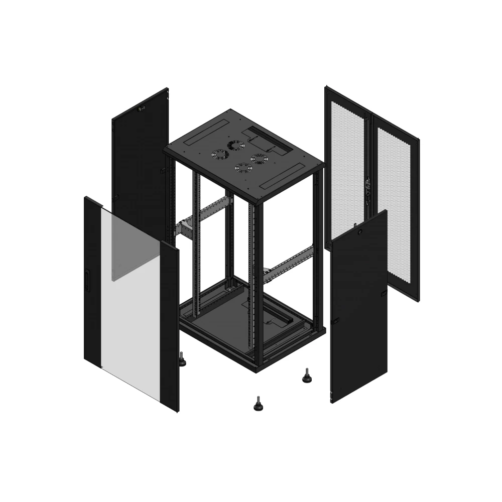 Gigamedia Vloer patchkast av enkel ver ar dubbel per 19" 26he 800x600mm zwart 702686PVSPPD