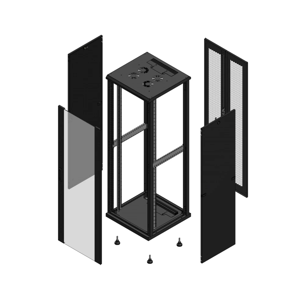 Gigamedia Vloer patchkast av enkel ver ar dubbel per 19" 36he 600x600mm zwart 703666PVSPPD