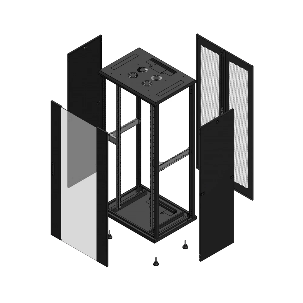 Gigamedia Vloer patchkast av enkel ver ar dubbel per 19" 36he 800x600mm zwart 703686PVSPPD