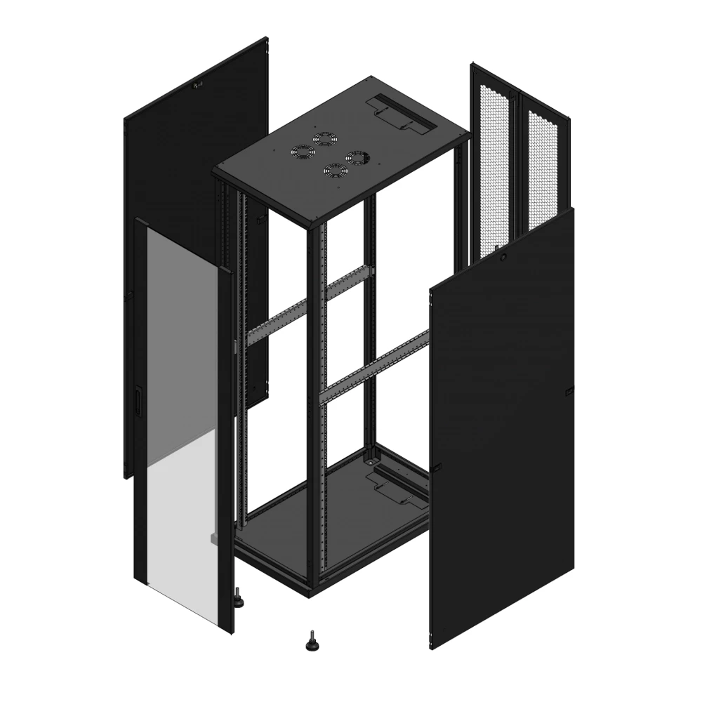 Gigamedia Vloer patchkast av enkel ver ar dubbel per 19" 42he 600x1000mm zwart 7042610PVSPPD