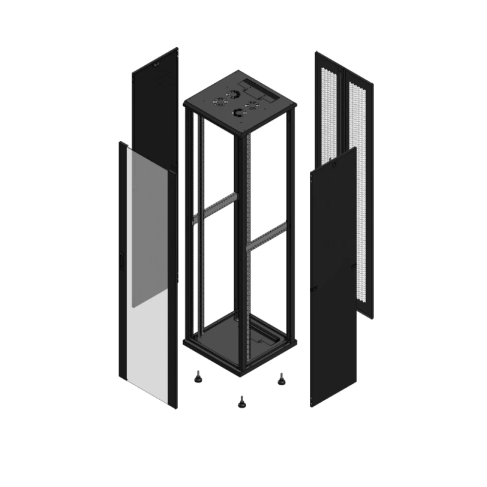 Gigamedia Vloer patchkast av enkel ver ar dubbel per 19" 47he 600x600mm zwart 704766PVSPPD