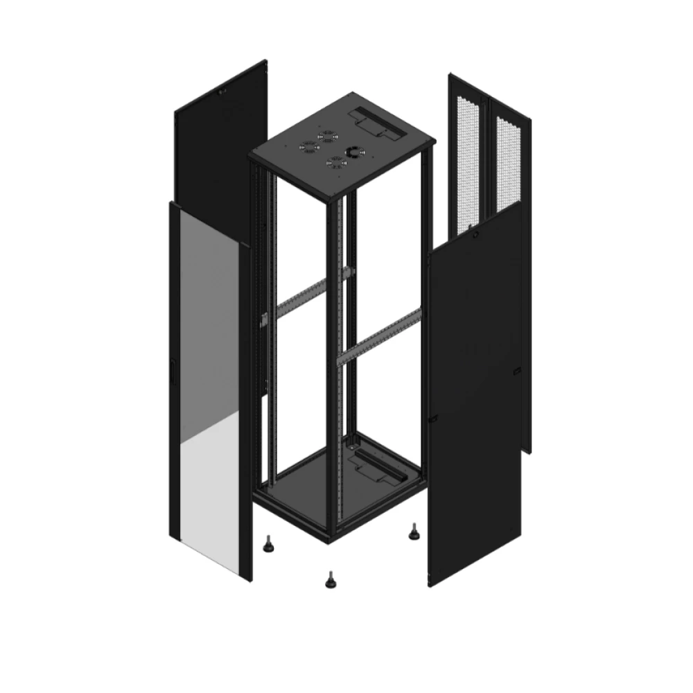 Gigamedia Vloer patchkast av enkel ver ar dubbel per 19" 47he 600x800mm zwart 704768PVSPPD