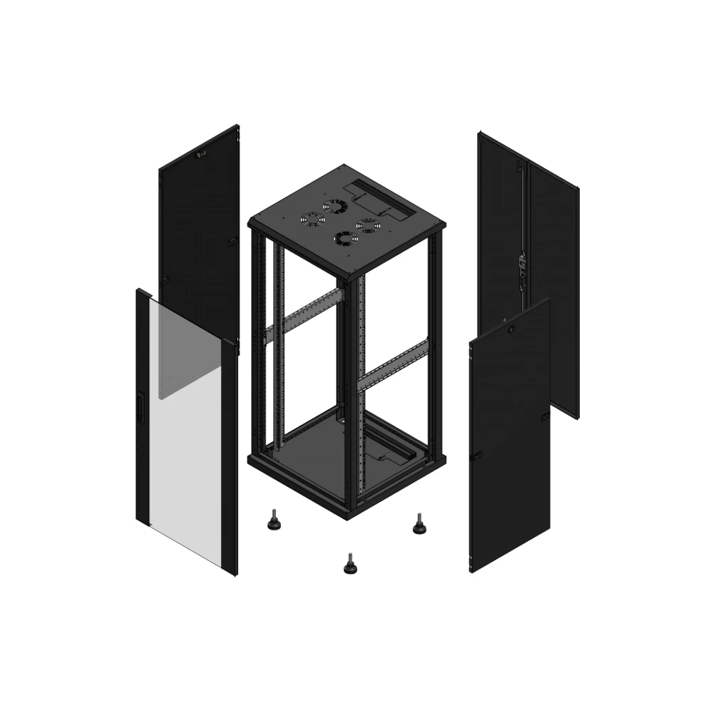 Gigamedia Vloer patchkast av enkel ver ar dubbel tol 19" 26he 600x600mm zwart 702666PVSPTD