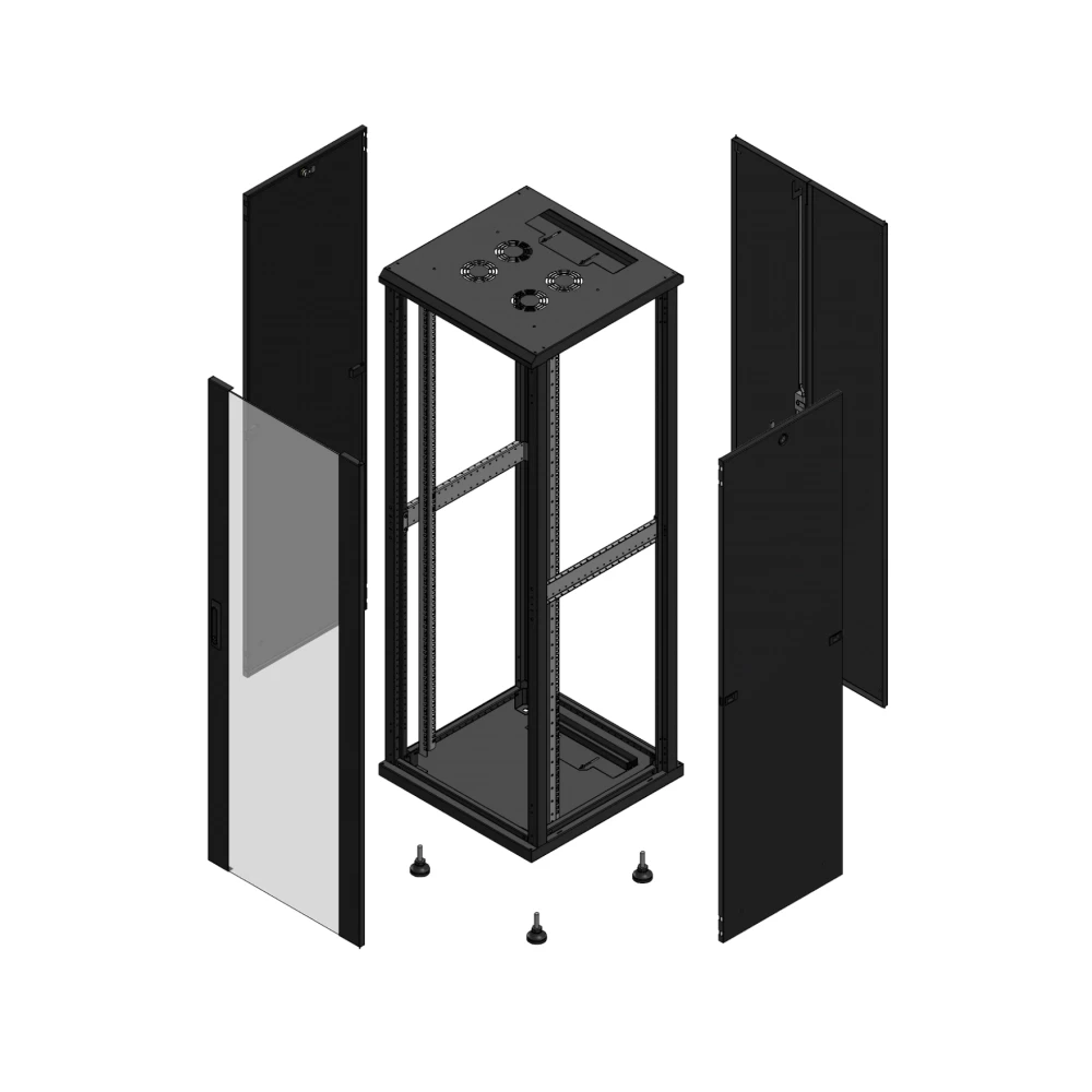 Gigamedia Vloer patchkast av enkel ver ar dubbel tol 19" 36he 600x600mm zwart 703666PVSPTD