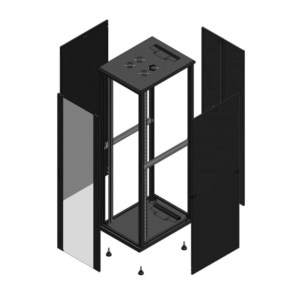 Gigamedia Vloer patchkast av enkel ver ar dubbel tol 19" 42he 600x800mm zwart 704268PVSPTD