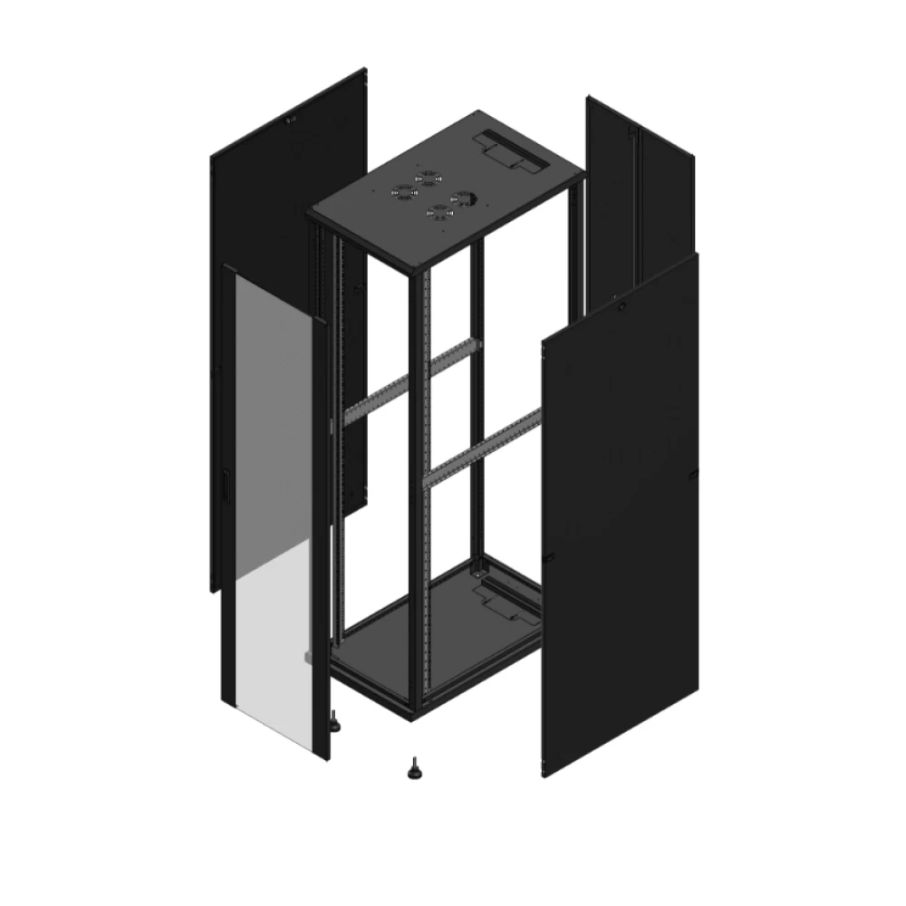 Gigamedia Vloer patchkast av enkel ver ar dubbel tol 19" 47he 600x1000mm zwart 7047610PVSPTD