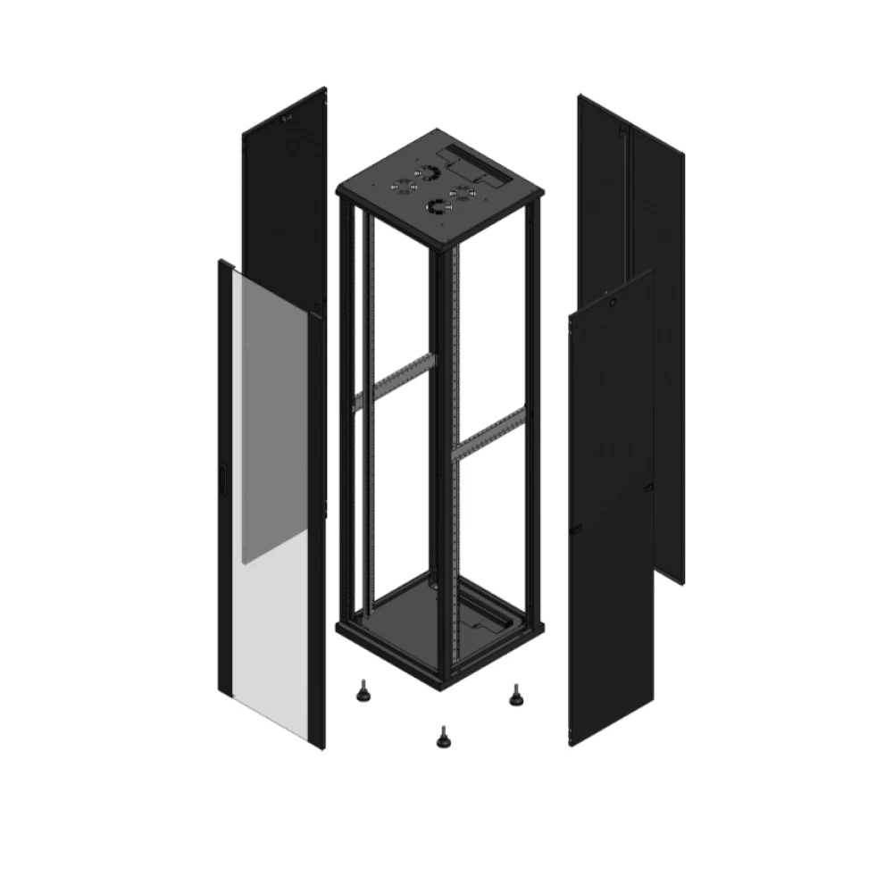 Gigamedia Vloer patchkast av enkel ver ar dubbel tol 19" 47he 600x600mm zwart 704766PVSPTD
