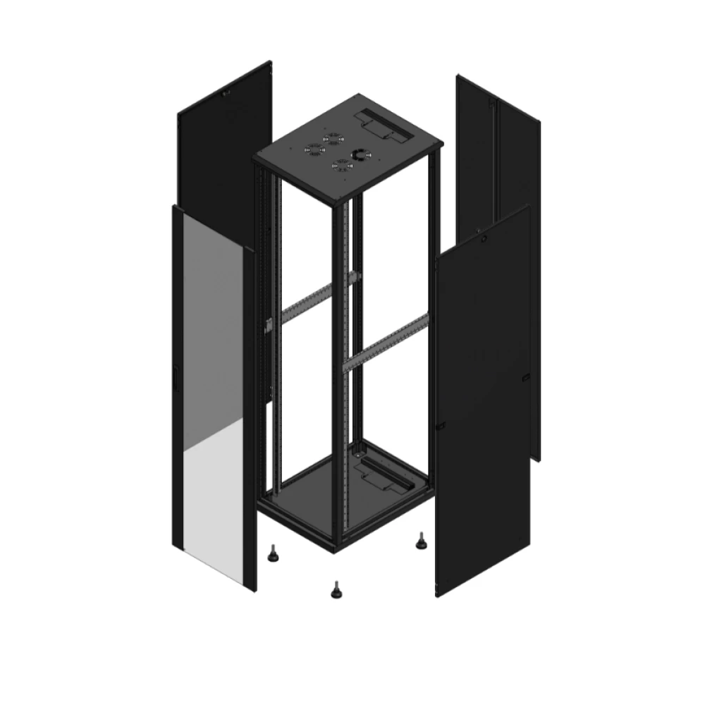 Gigamedia Vloer patchkast av enkel ver ar dubbel tol 19" 47he 600x800mm zwart 704768PVSPTD