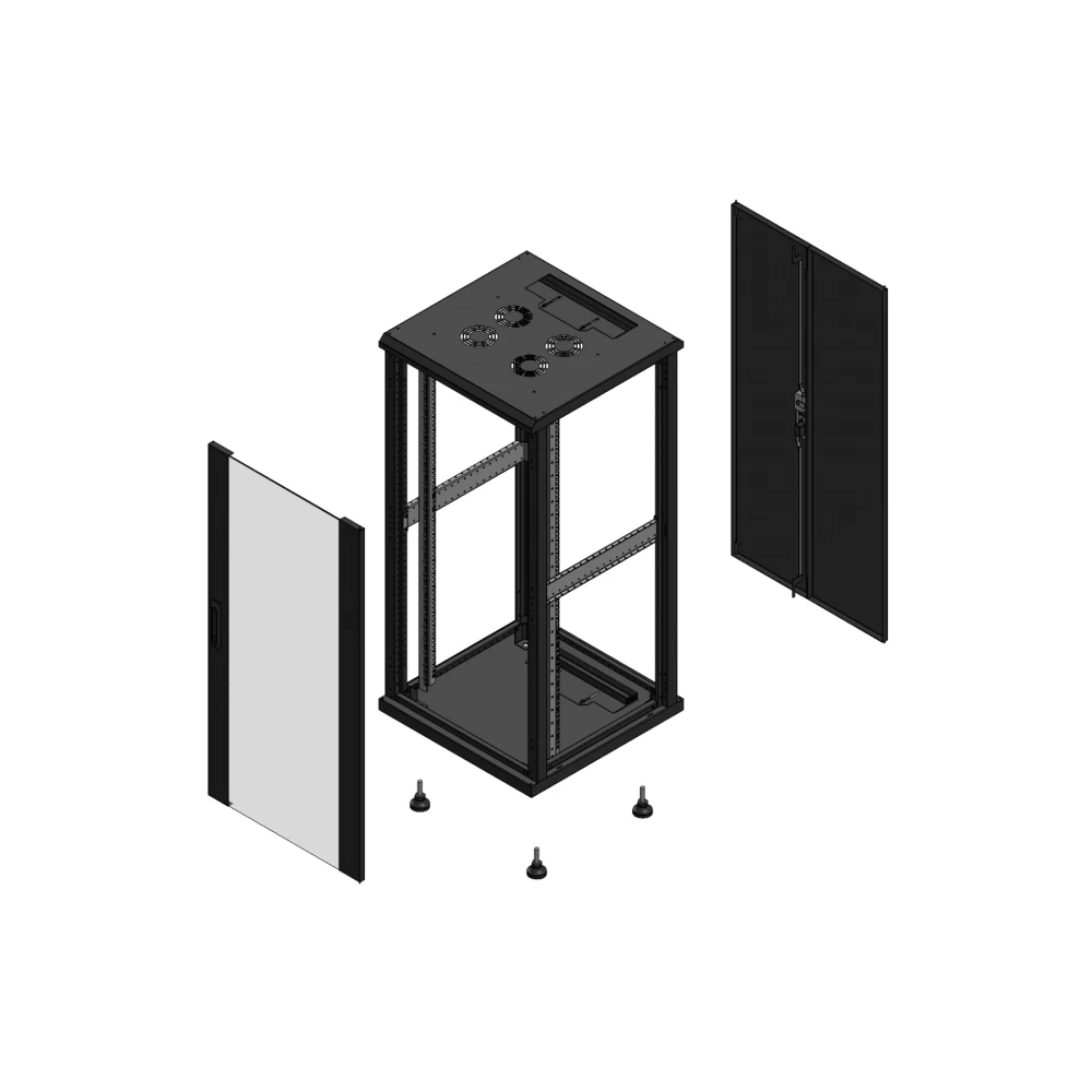 Gigamedia Vloer patchkast av enkel ver ar dubbel tol ex 19" 26he 600x600mm zwart 702666pvsptdex