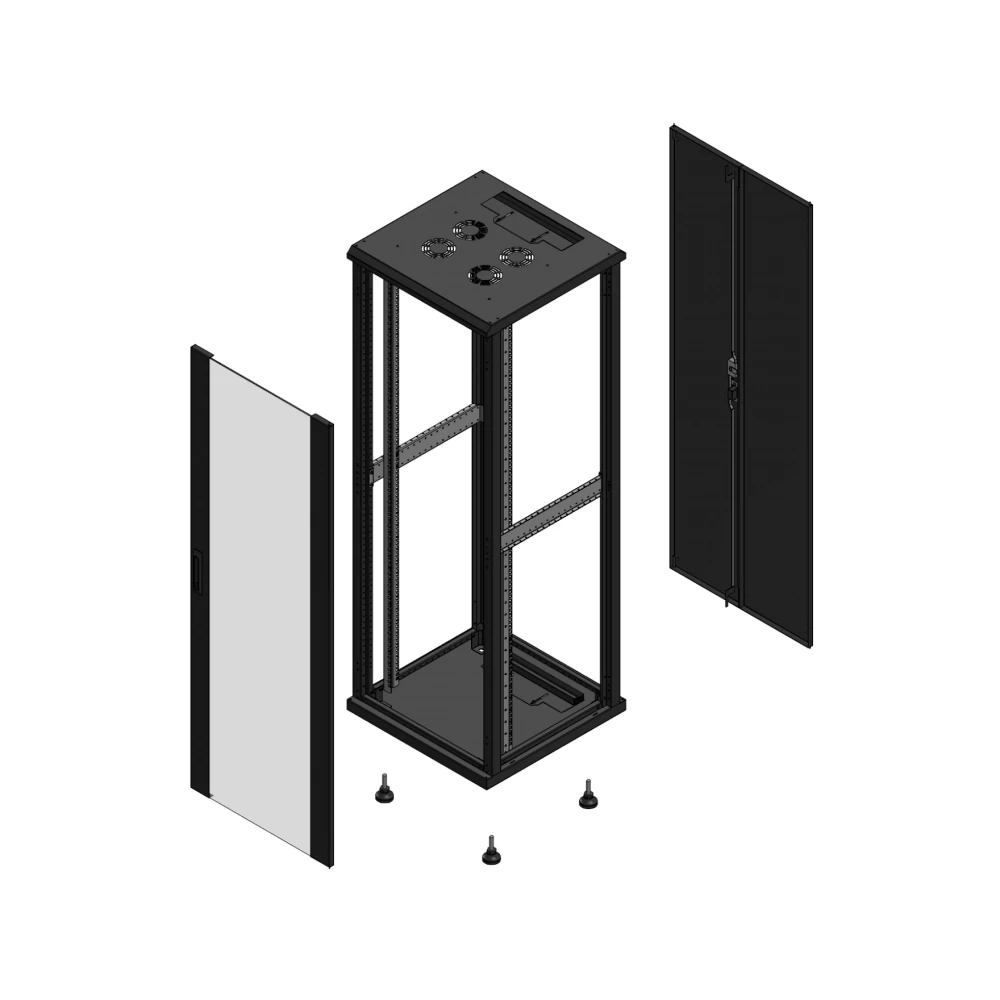 Gigamedia Vloer patchkast av enkel ver ar dubbel tol ex 19" 36he 600x600mm zwart 703666pvsptdex
