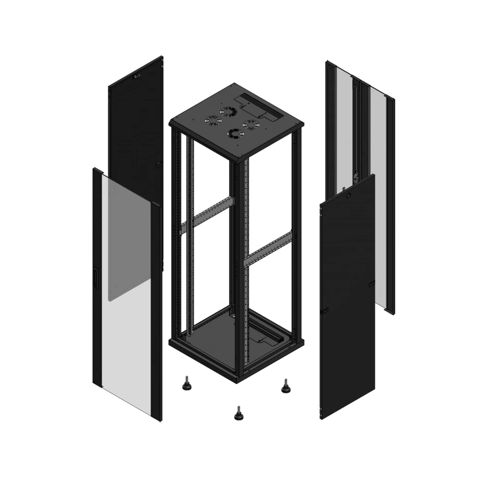 Gigamedia Vloer patchkast av enkel ver ar dubbel ver 19" 36he 600x600mm zwart 703666PVSPVD