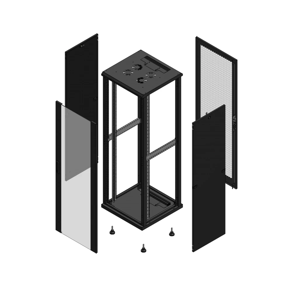 Gigamedia Vloer patchkast av enkel ver ar enkel per 19" 36he 600x600mm zwart 703666PVSPPS