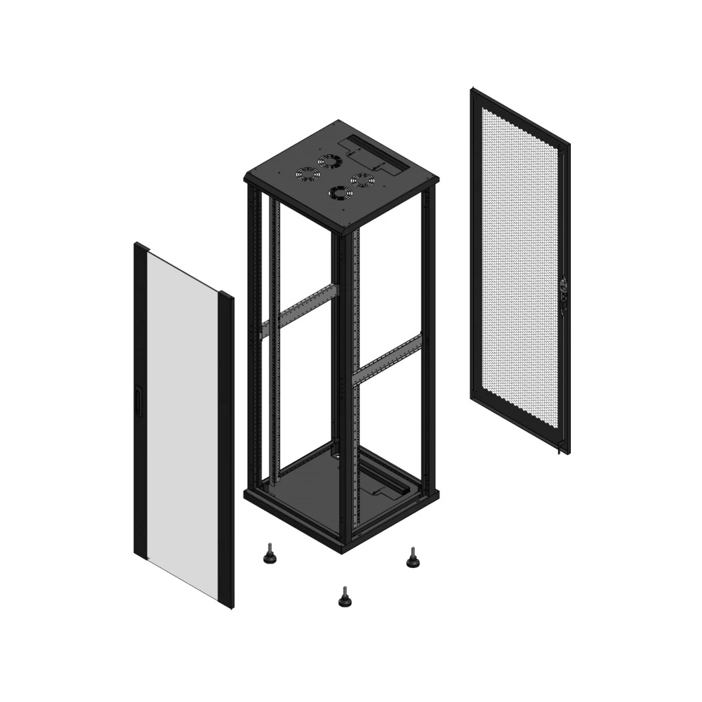Gigamedia Vloer patchkast av enkel ver ar enkel per ex 19" 36he 600x600mm zwart 703666pvsppsex