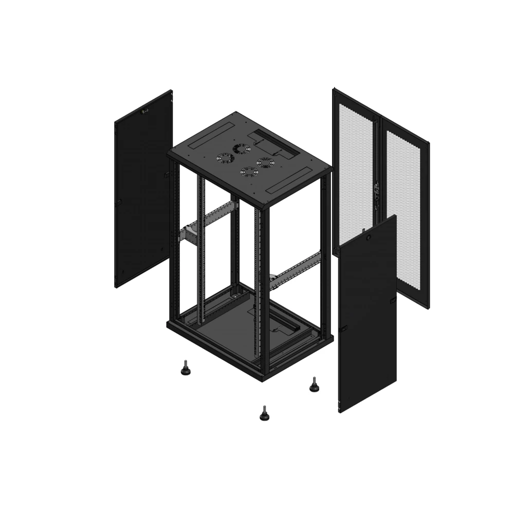 Gigamedia Vloer patchkast SP ar dubbel per 19" 26he 800x600mm zwart 702686SPPPD