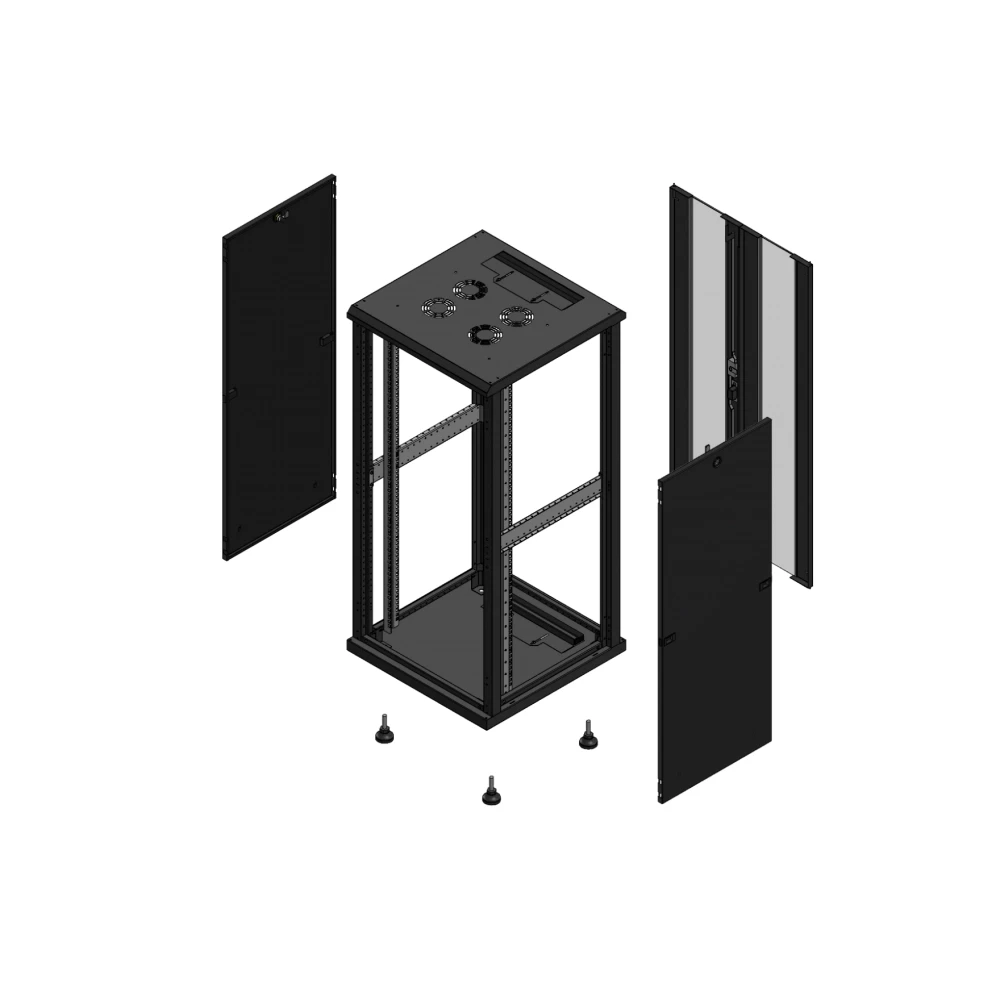 Gigamedia Vloer patchkast SP ar dubbel ver 19" 26he 600x600mm zwart 702666SPPVD