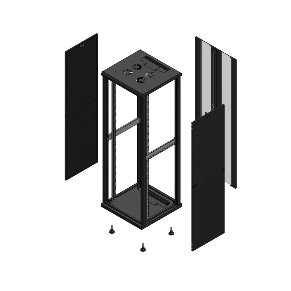 Gigamedia Vloer patchkast SP ar dubbel ver 19" 36he 600x600mm zwart 703666SPPVD