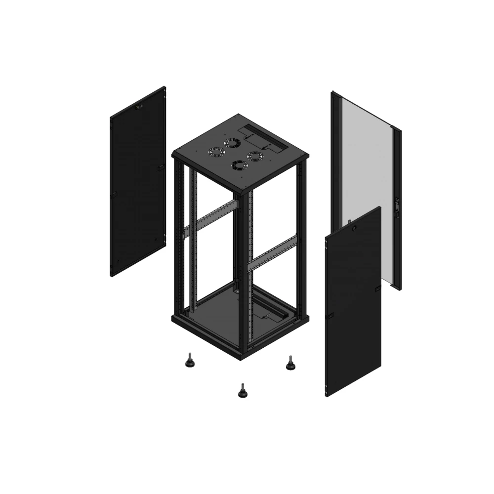 Gigamedia Vloer patchkast SP ar enkel ver 19" 26he 600x600mm zwart 702666SPPVS