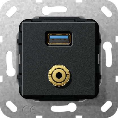 Gira Non-Design Usb 3.0 A M-jack KPPL. verloopkab. basiselement zwart M