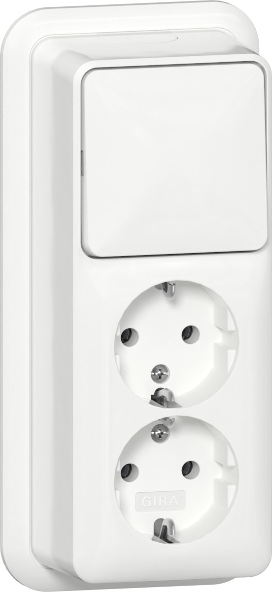 Gira Opbouw Combi Uit-wis/2-V WCD/ra vert. + K/P opbouw Z.wit