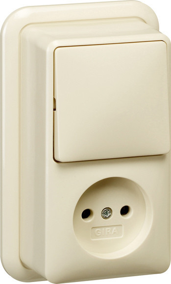 Gira Opbouw Combi Uit-wis/WCD/ra 2-P + K/P opbouw CR.wit