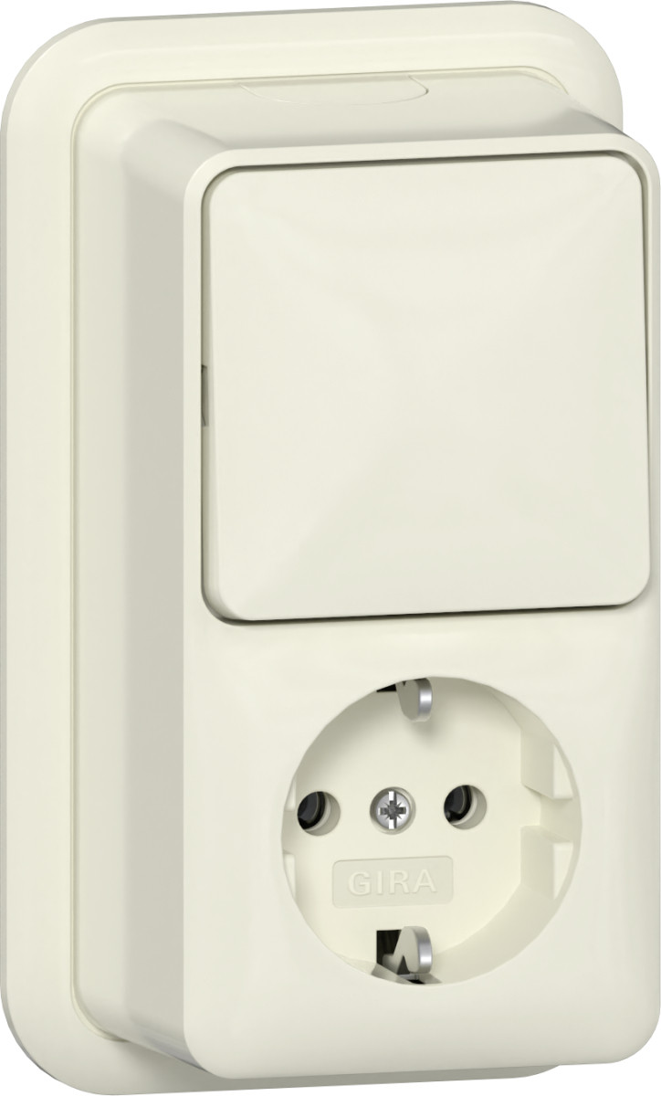 Gira Opbouw Combi Uit-wis/WCD/ra vert. + K/P opbouw CR.wit