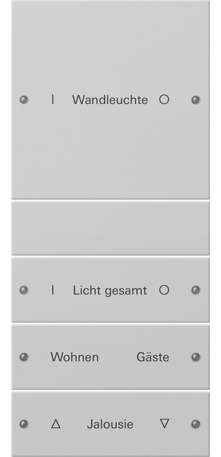 Gira System 55 Across programs Wippenset 4-V (1+3) beschr. system 55 gris m(gel.)