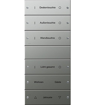 Gira System 55 Across programs Wippenset 6-V (3+3) besch. system 55 edelstaal