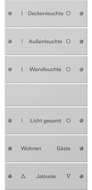 Gira System 55 Across programs Wippenset 6-V (3+3) besch. system 55 gris m(gel.)
