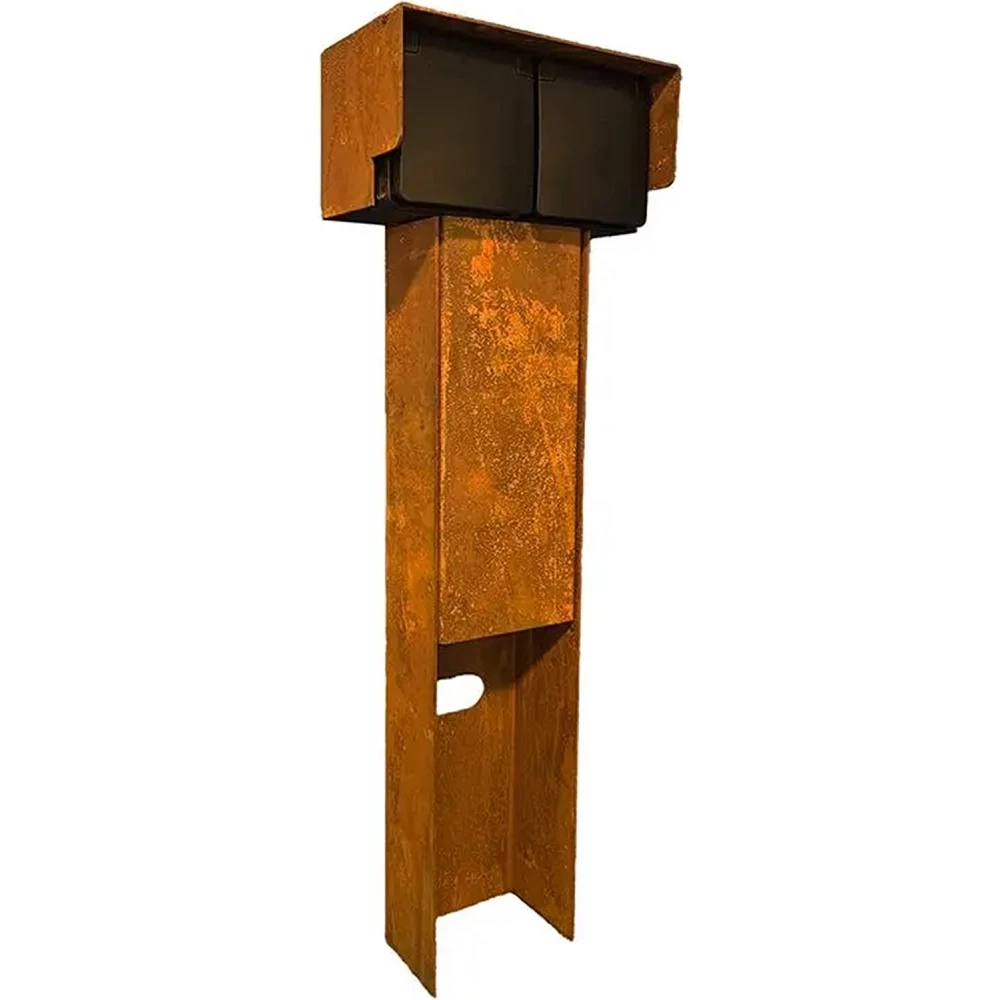 Glampère Horizontale tuinpaal corten standaard voorbedraad en afgemonteerd met bedrading boven de grond