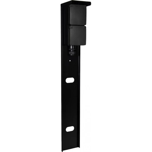 Glampère Pro tuinpaal (enkele wartel) 2 contactdozen glanzend zwart ip55