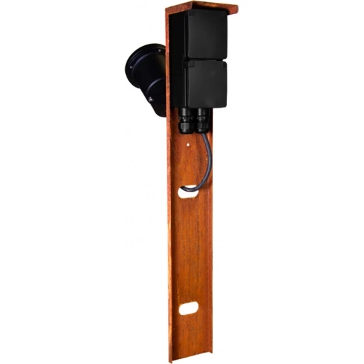 Glampère Pro tuinpaal met spot (dubbele wartel) 2 contactdozen glanzend ip55