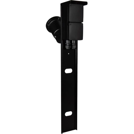 Glampère Pro tuinpaal met spot (dubbele wartel) 2 contactdozen glanzend zwart ip55 Glampère Pro tuinpaal met spot (dubbele wartel) 2 contactdozen glanzend zwart ip55