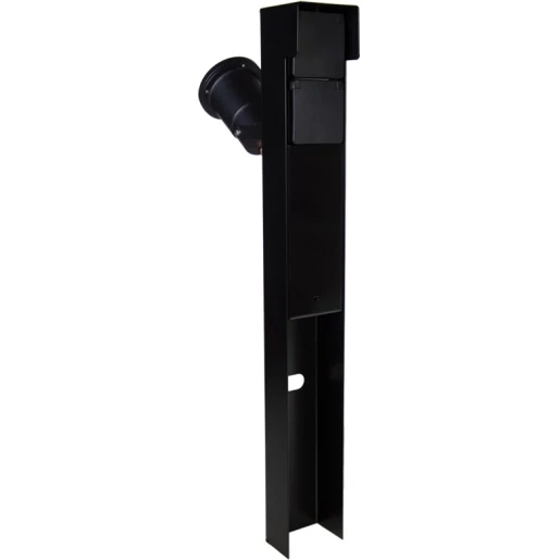 Glampère Pro+ tuinpaal met spot kabeldoos afdekkap en installatiedraad 2 contactdozen glanzend zwart ip55