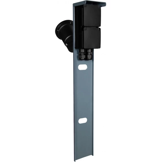 Glampère Tuinpaal met spot (dubbele wartel) 85x85mm 2 contactdozen glanzend zwart ip55 Glampère Tuinpaal met spot (dubbele wartel) 85x85mm 2 contactdozen glanzend zwart ip55