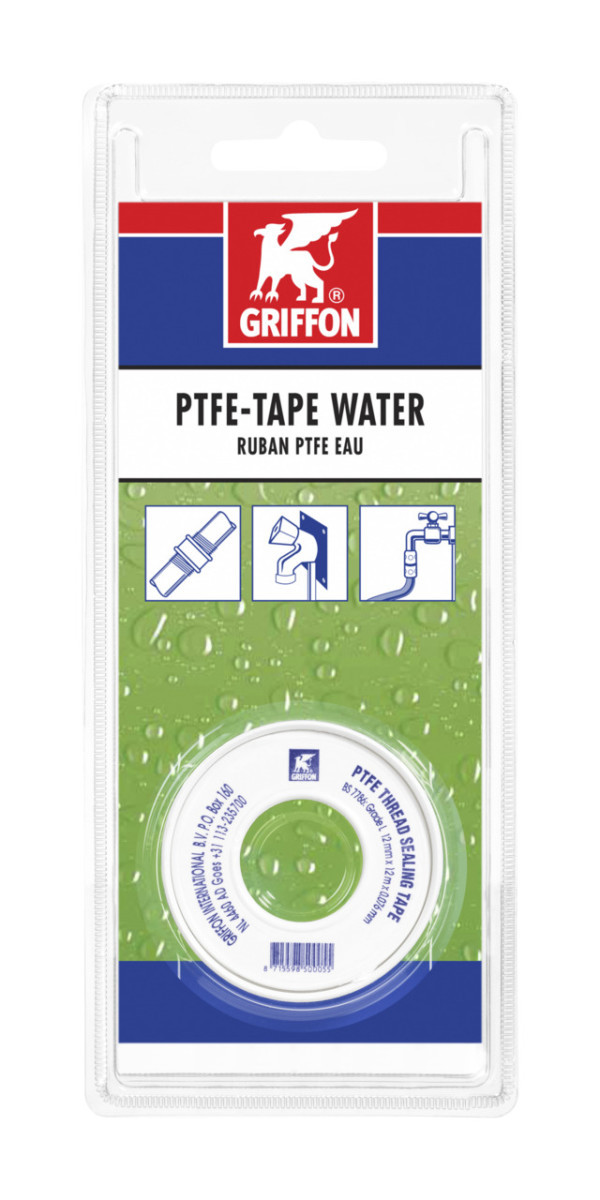 Griffon PTFE-afdichtingstape Ptfe-tape water blister 12 M X 12 MM X 0,076 MM NL/FR