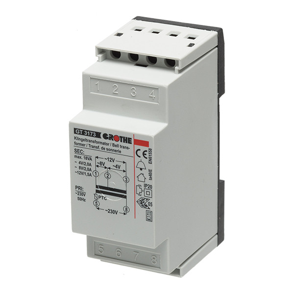 Grothe Beltrafo 4/8/12vac voor kortstondige belasting met reset-functie