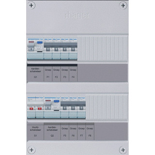 Hager 7-groepenverdeler HS 2xals 30 ma 1-fase excl buisinvoer