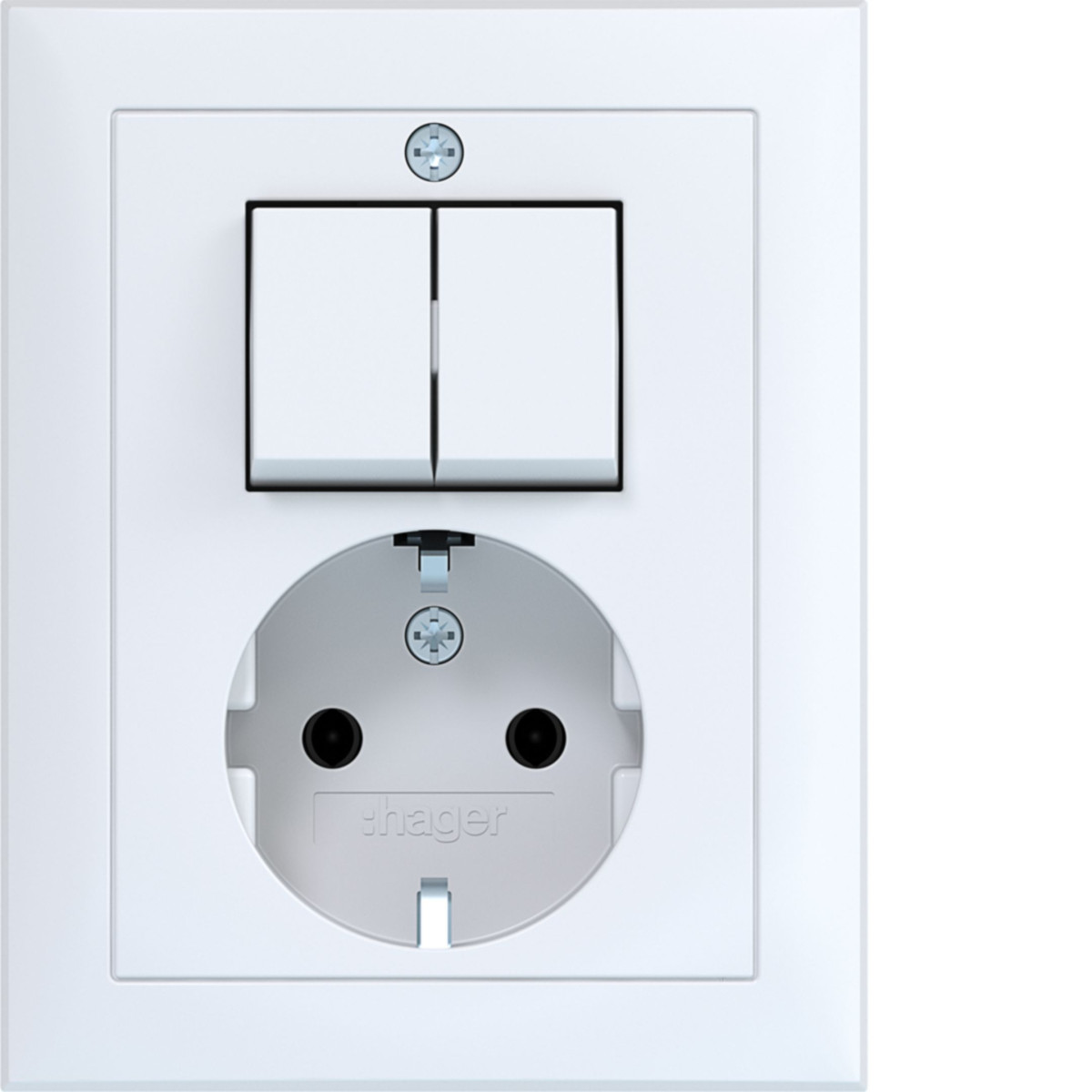 Hager A.1 Combinatie Wandcontactdoos randaarde en serieschakelaar, lichtwit GL.