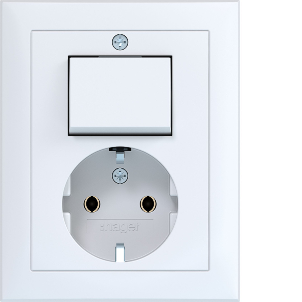 Hager A.1 Combinatie Wandcontactdoos randaarde en wisselschakelaar, lichtwit GL.