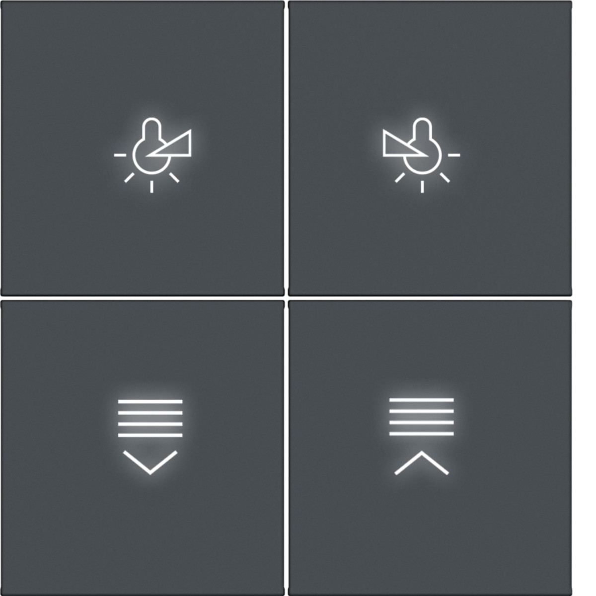 Hager A.x/C.x Afdekking KNX taster, 4-V., met achtergrondverl., A.X/C.X, antraciet