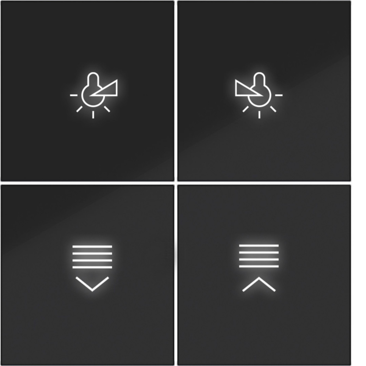 Hager A.x/C.x Afdekking KNX drukknop, 4-V., met achtergrondverl., A.X/C.X, zwart GL.