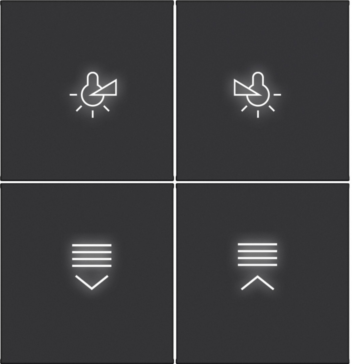 Hager A.x/C.x Afdekking KNX drukknop, 4-V., met achtergrondverl., A.X/C.X, zwart mat