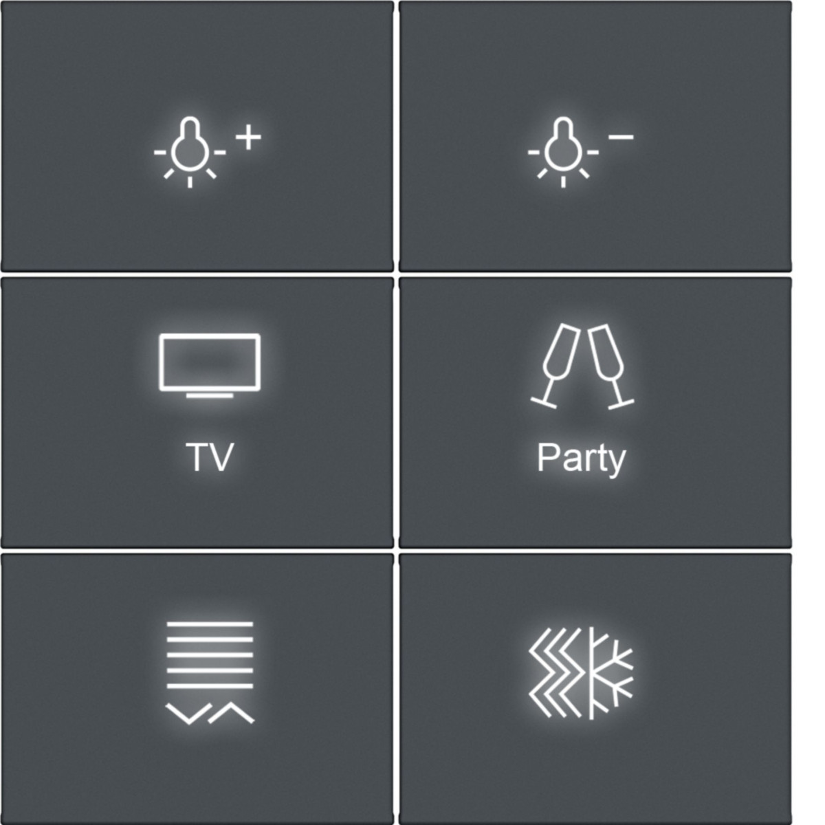 Hager A.x/C.x Afdekking KNX drukknop, 6-V., met achtergrondverl., A.X/C.X, antraciet