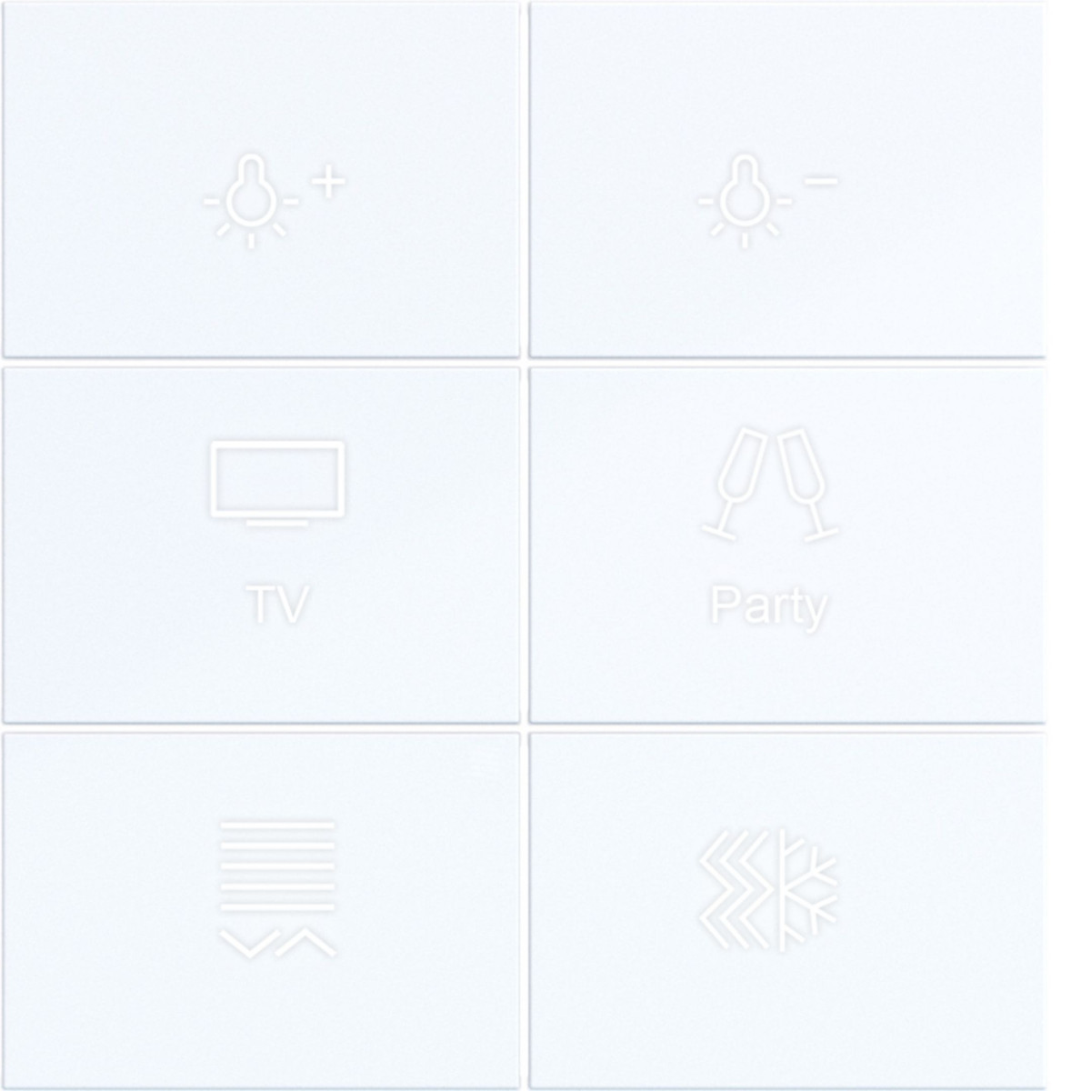 Hager A.x/C.x Afdekking KNX drukknop, 6-V., met achtergrondverl., A.X/C.X, wit GL.