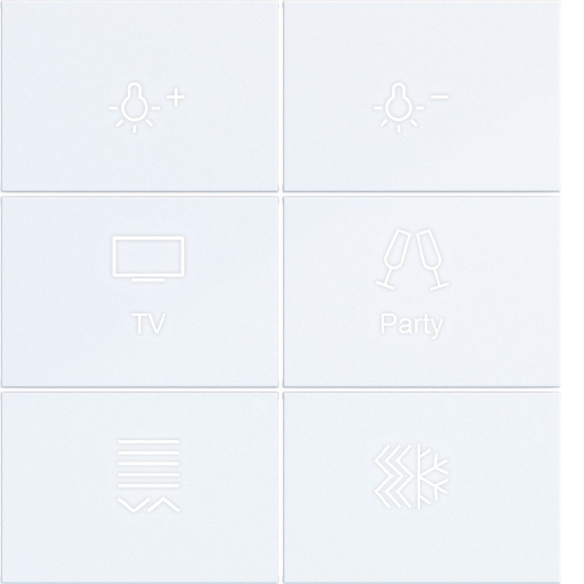 Hager A.x/C.x Afdekking KNX drukknop, 6-V., met achtergrondverl., A.X/C.X, wit mat