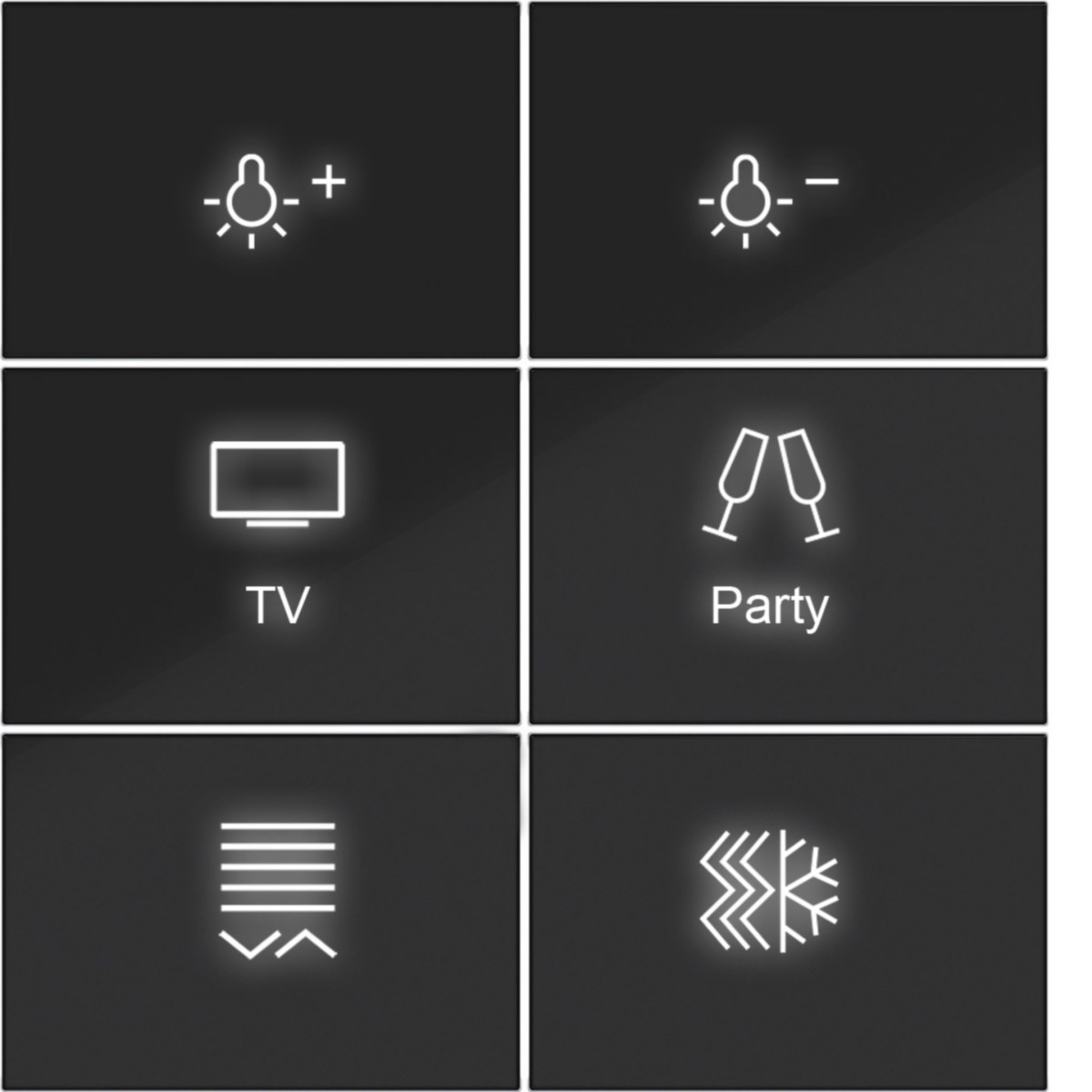 Hager A.x/C.x Afdekking KNX drukknop, 6-V., met achtergrondverl., A.X/C.X, zwart GL.