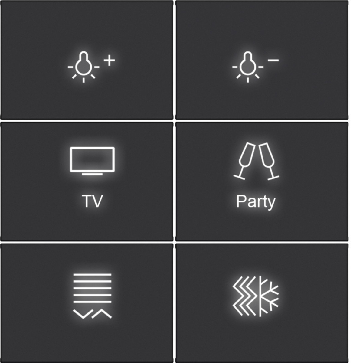 Hager A.x/C.x Afdekking KNX drukknop, 6-V., met achtergrondverl., A.X/C.X, zwart mat